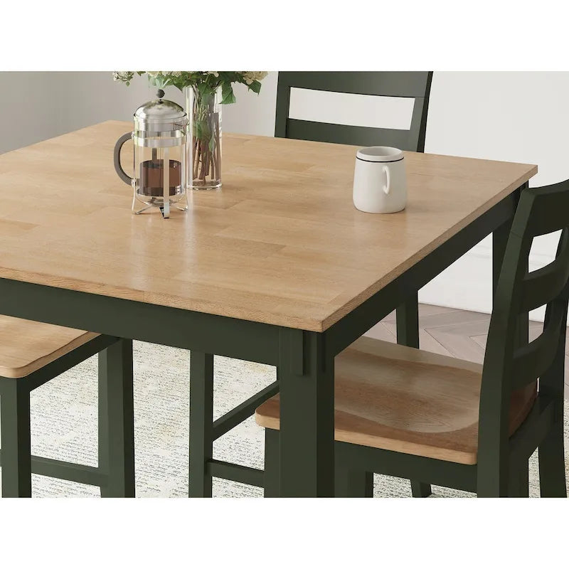 Counter Height Dining Table with Butcher Block Top and Natural Wood Finish