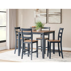 Counter Height Dining Table with Butcher Block Top and Natural Wood Finish