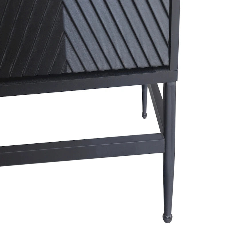 Wood Cabinet with Glass Sliding Doors Display Storage Cabinet