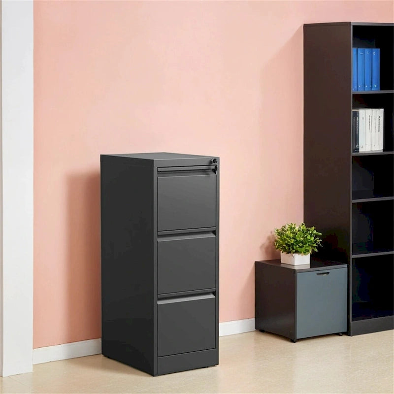 3 Drawer Vertical File Cabinet w/Lock Office Home Steel File Cabinet