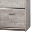 Two-Drawer File Cabinet with Open Shelves Washed Gray Wood Finish