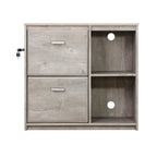 Two-Drawer File Cabinet with Open Shelves Washed Gray Wood Finish