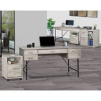 Two-Drawer File Cabinet with Open Shelves Washed Gray Wood Finish