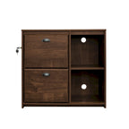 Two-Drawer File Cabinet with Open Shelves Washed Gray Wood Finish