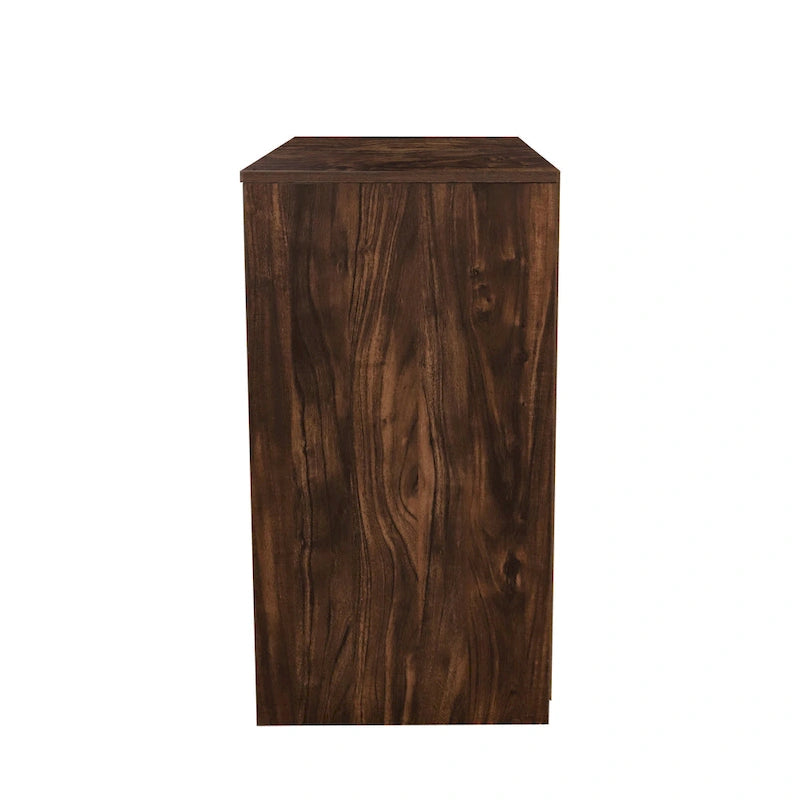 Two-Drawer File Cabinet with Open Shelves Washed Gray Wood Finish