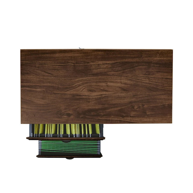 Two-Drawer File Cabinet with Open Shelves Washed Gray Wood Finish