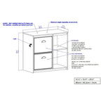 Two-Drawer File Cabinet with Open Shelves Washed Gray Wood Finish