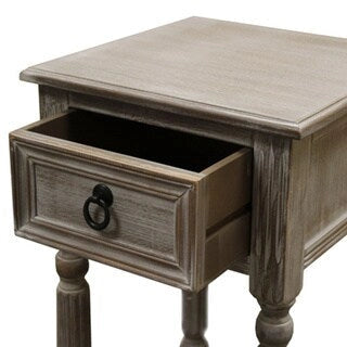 Tavolino Rustico in Legno con Cassetto e Ripiano, Finitura Marrone Invecchiato