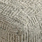 Grey Hand-Woven Recycled Fabric Indoor Outdoor Square Pouf Ottoman