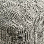 Grey Hand-Woven Recycled Fabric Indoor Outdoor Square Pouf Ottoman