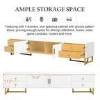 Modern Low-Profile TV Stand with Drawers Cabinet Wave Door Black White