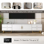 Modern Low-Profile TV Stand with Drawers Cabinet Wave Door Black White