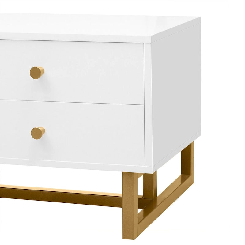 Modern Low-Profile TV Stand with Drawers Cabinet Wave Door Black White
