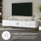 Modern Low-Profile TV Stand with Drawers Cabinet Wave Door Black White