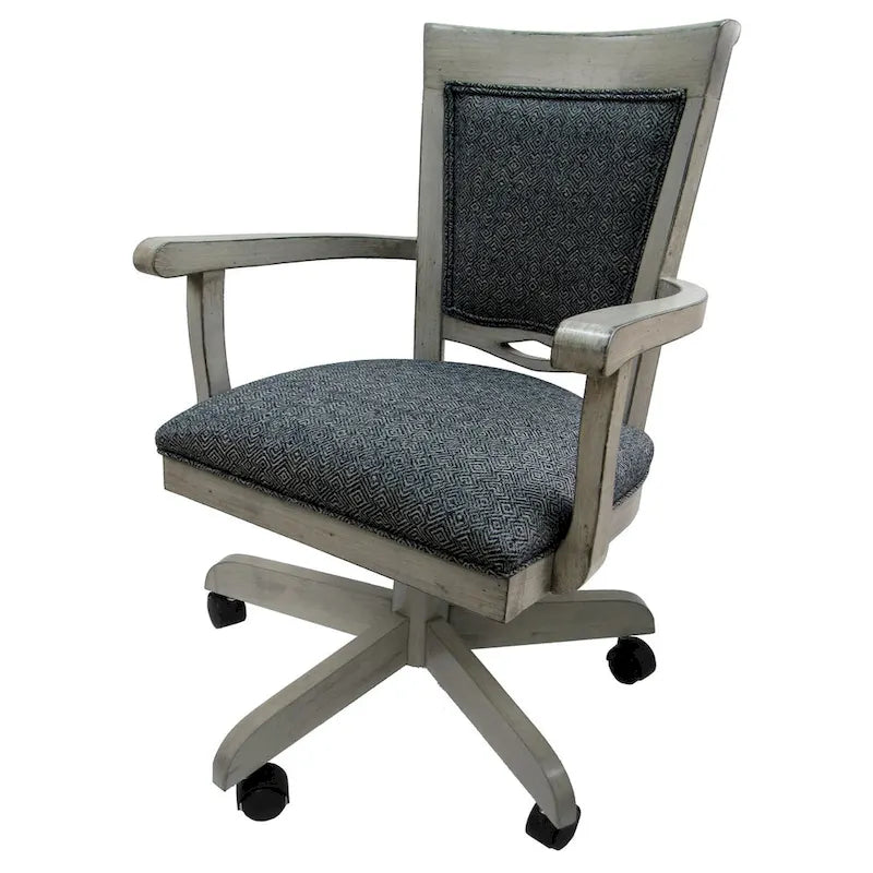 Swivel Wood Dining Caster Chair - 400 on Wheels - Custom Upholstery - 18 inch Seat