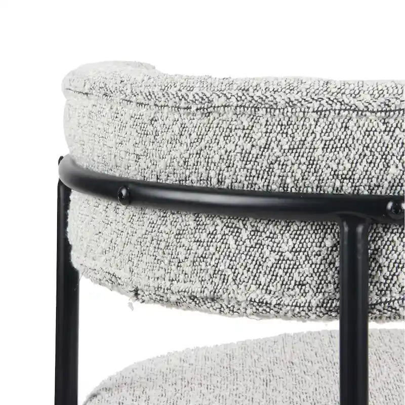 Modern Round Boucle Dining Chairs, Set Of 2