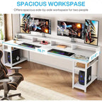 Rustic Brown Industrial Computer Desk with Monitor Stand and Storage Shelves