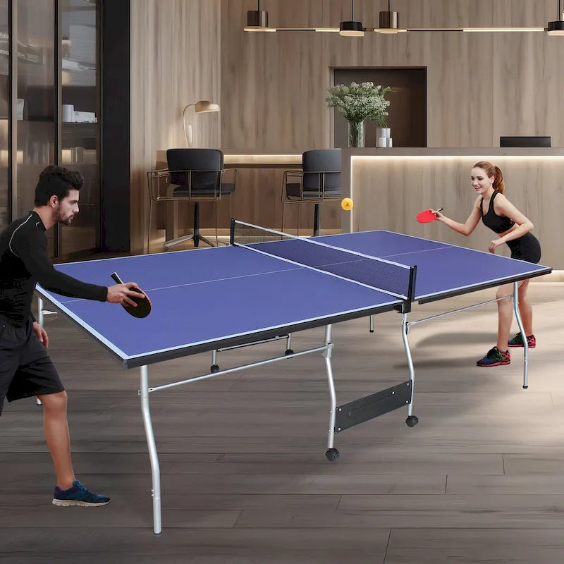 Tavolo da Ping Pong Pieghevole 8FT Set da Tavolo da Tennis, 2 Racchette e 3 Palline