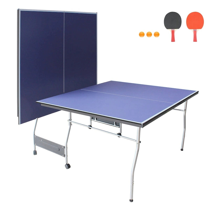 8FT Foldable Tennis Table Ping Pong Table Set, 2 Paddles & 3 Balls