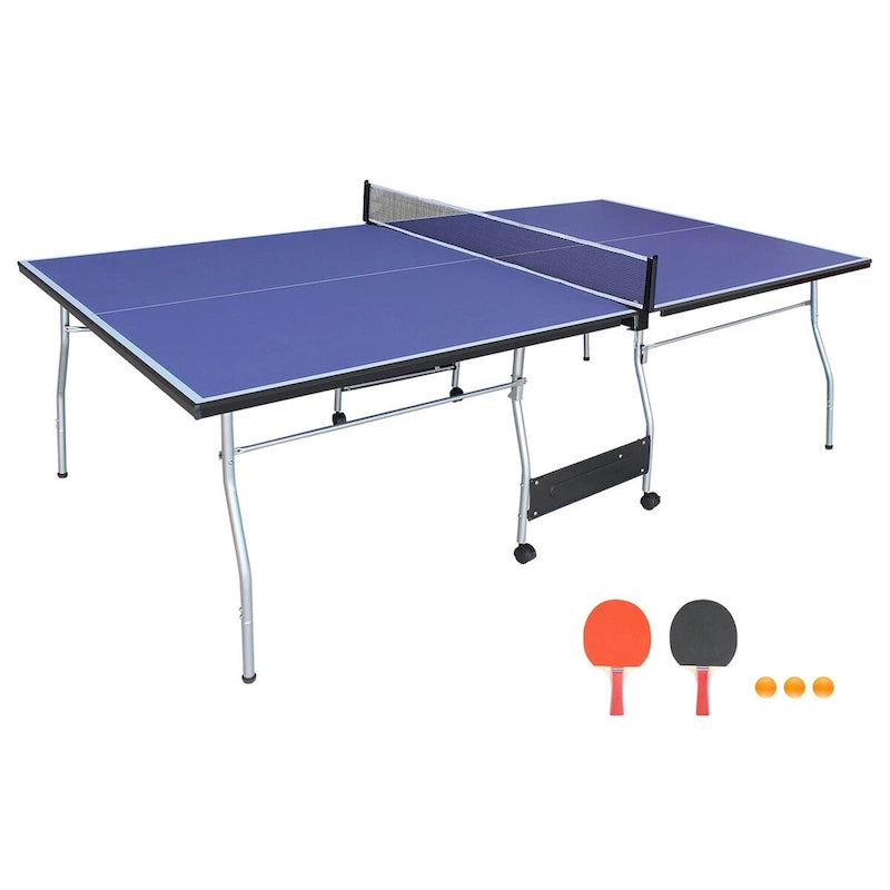 8FT Foldable Tennis Table Ping Pong Table Set, 2 Paddles & 3 Balls