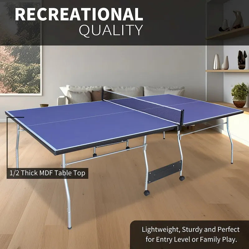 8FT Foldable Tennis Table Ping Pong Table Set, 2 Paddles & 3 Balls