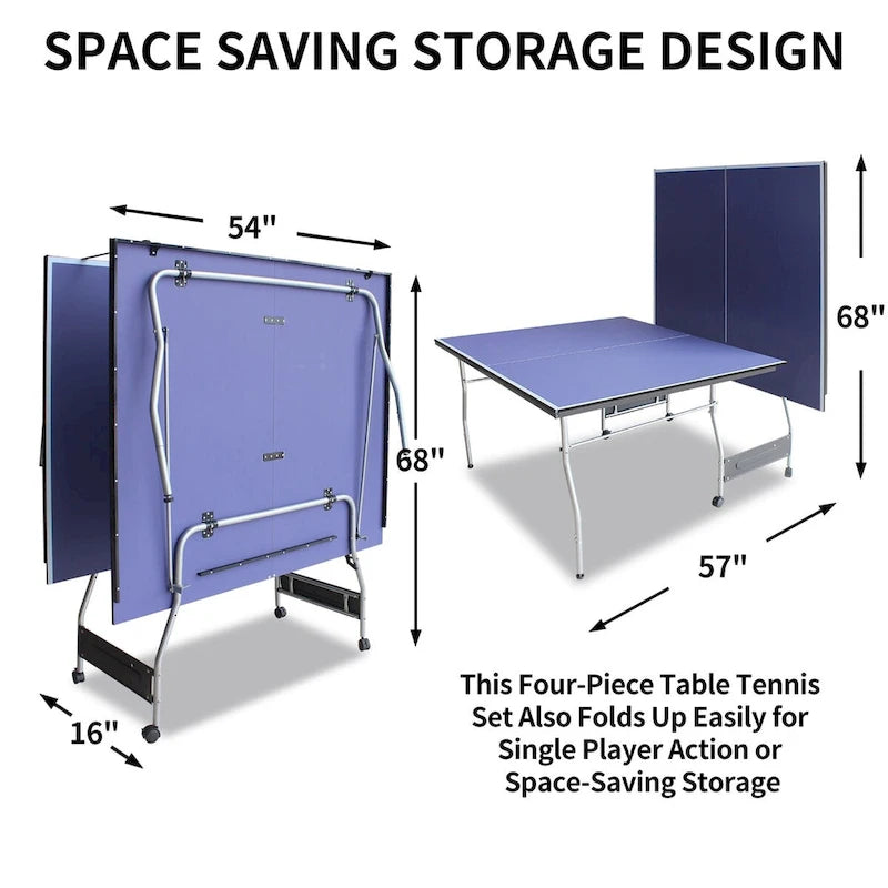 Tavolo da Ping Pong Pieghevole 8FT Set da Tavolo da Tennis, 2 Racchette e 3 Palline