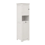 White Tilt-Out Laundry Sorter Cabinet with Open Shelf and Door
