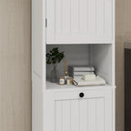 White Tilt-Out Laundry Sorter Cabinet with Open Shelf and Door