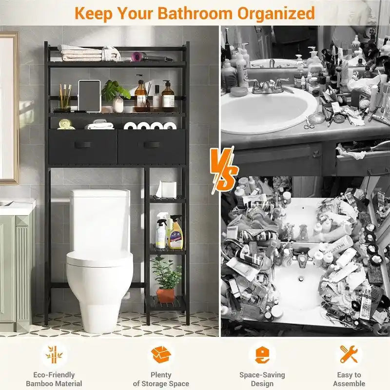 Over the Toilet Storage Cabinet - 11.81D x 32.68W x 65.16H