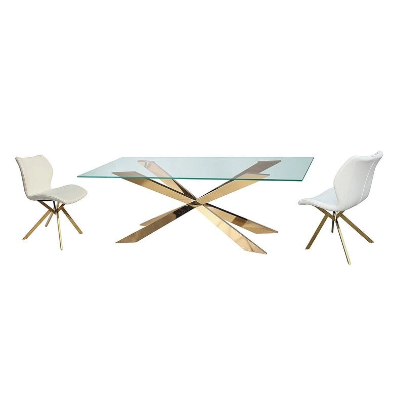 Glass Dining Table with X-Cross Base