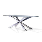 Glass Dining Table with X-Cross Base