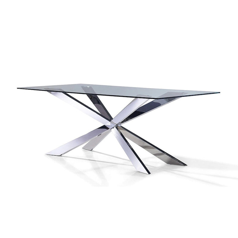 Glass Dining Table with X-Cross Base