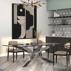 Glass Dining Table with X-Cross Base