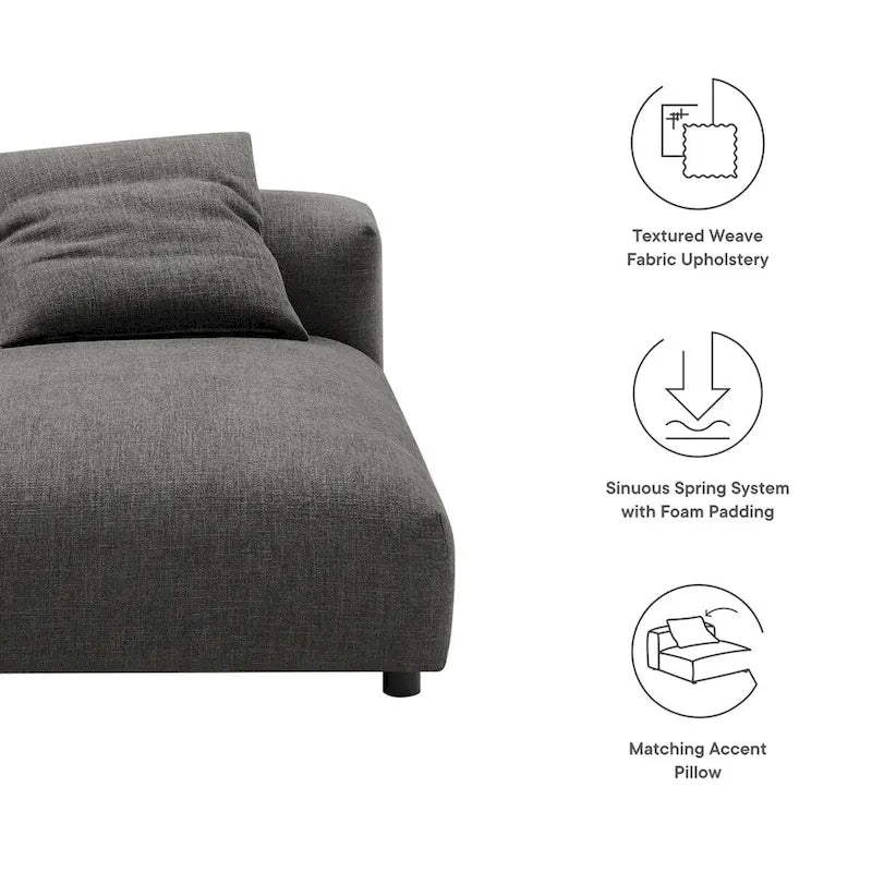 Chaise longue modulare imbottita senza braccioli