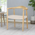 Mid-Century Modern Ash Wood Flat Rope Weave Accent Chair White