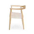 Mid-Century Modern Ash Wood Flat Rope Weave Accent Chair White