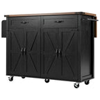 Rolling Kitchen Island Cart with Power Outlet, Drawers and Cabinet Storage