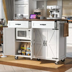 Rolling Kitchen Island Cart with Power Outlet, Drawers and Cabinet Storage