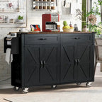 Rolling Kitchen Island Cart with Power Outlet, Drawers and Cabinet Storage