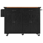 Rolling Kitchen Island Cart with Power Outlet, Drawers and Cabinet Storage