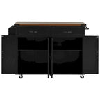 Rolling Kitchen Island Cart with Power Outlet, Drawers and Cabinet Storage