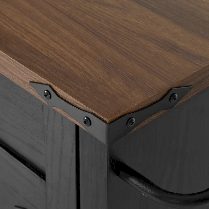 Rolling Kitchen Island Cart with Power Outlet, Drawers and Cabinet Storage