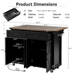 Rolling Kitchen Island Cart with Power Outlet, Drawers and Cabinet Storage