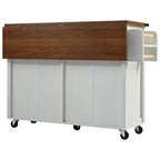 Rolling Kitchen Island Cart with Power Outlet, Drawers and Cabinet Storage
