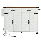 Rolling Kitchen Island Cart with Power Outlet, Drawers and Cabinet Storage