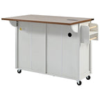 Rolling Kitchen Island Cart with Power Outlet, Drawers and Cabinet Storage