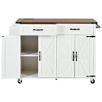 Rolling Kitchen Island Cart with Power Outlet, Drawers and Cabinet Storage