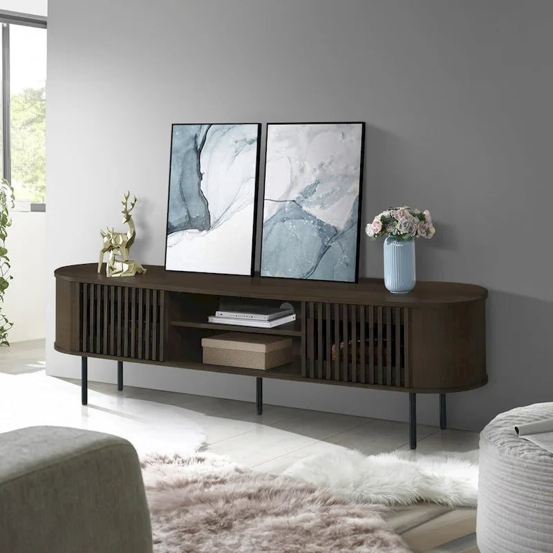 Brax 2-Shelf TV Console with Sliding Doors
