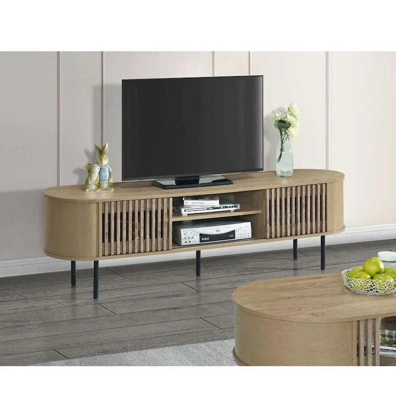 Brax 2-Shelf TV Console with Sliding Doors