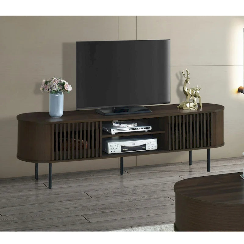 Brax 2-Shelf TV Console with Sliding Doors